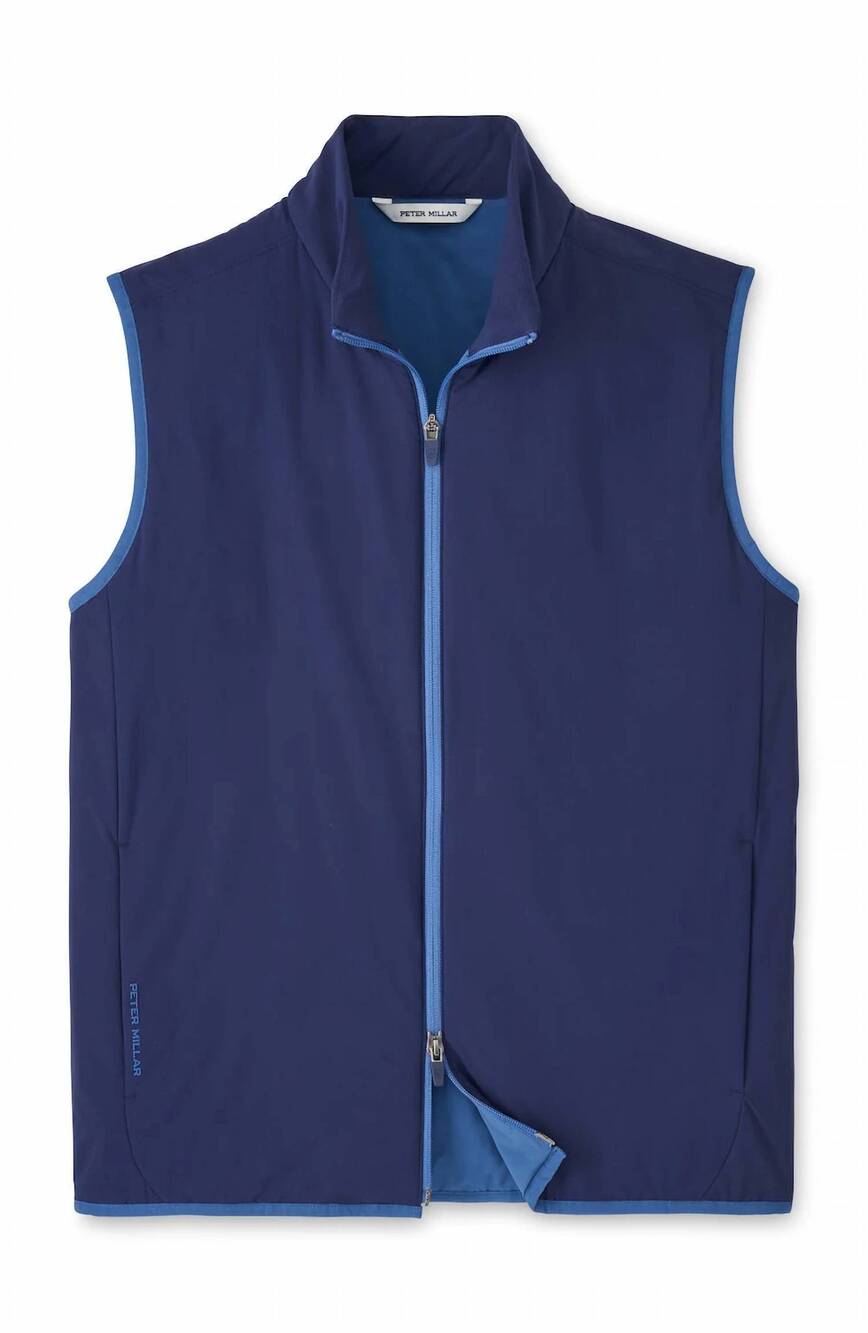 NEW PETER MILLAR men's ridge sleeveless vest in navy